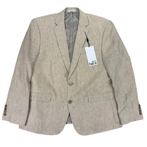 Bar III Mens Slim Fit 100% Linen Solid Suit Jacket Tan 44S - Picture 1 of 4